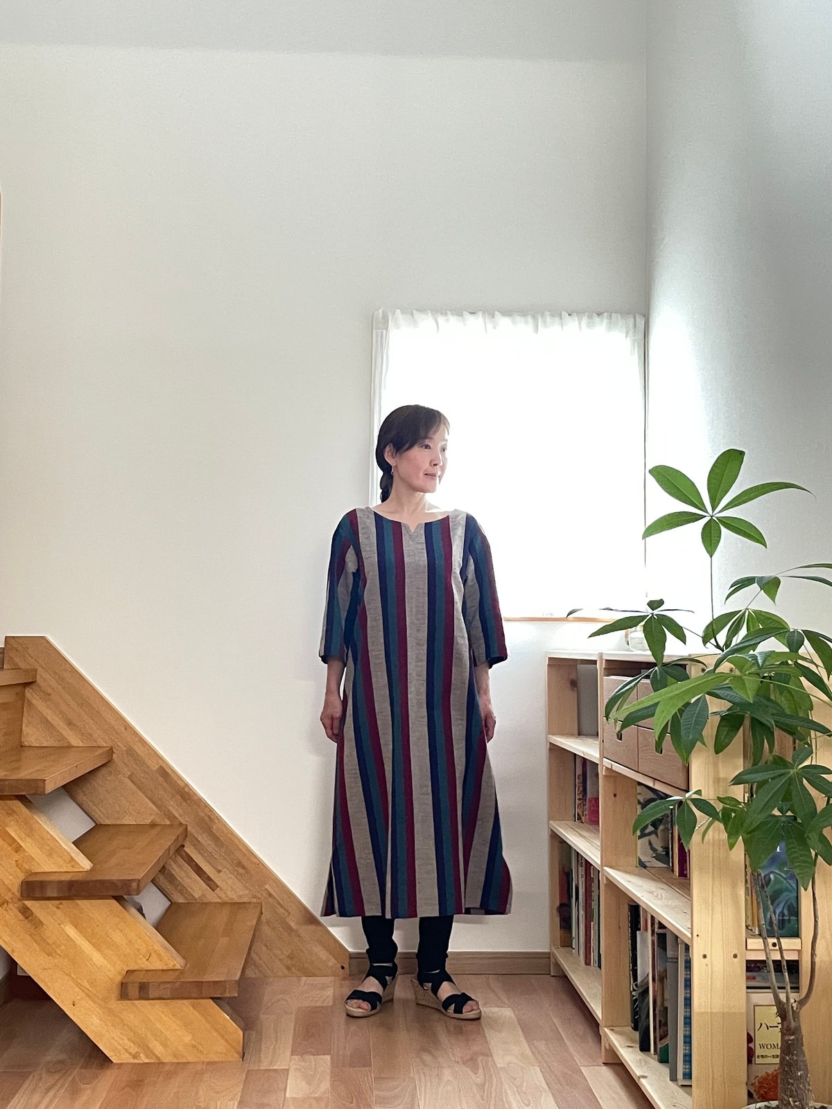 会津木綿　チュニック　ワンピース　ハンドメイド　No.155 会津木綿 チュニック ワンピース ハンドメイド No.155 - メルカリ