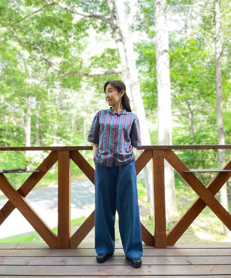会津木綿 ストレートパンツ 【オーダーをいただいてからの製作】 | 風里