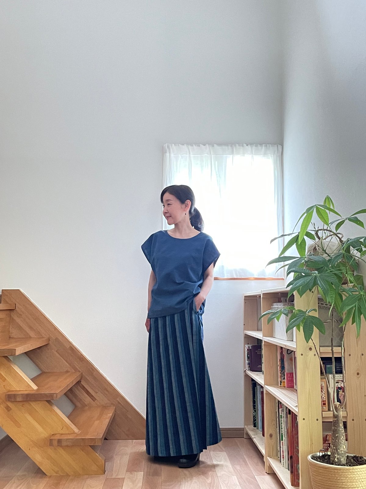 会津木綿 ロングラップスカート 【オーダーをいただいてからの製作 
