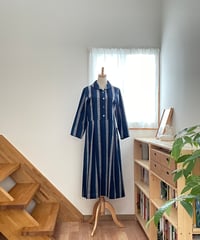 会津木綿 キーネックチュニックワンピース 【オーダーをいただいてから