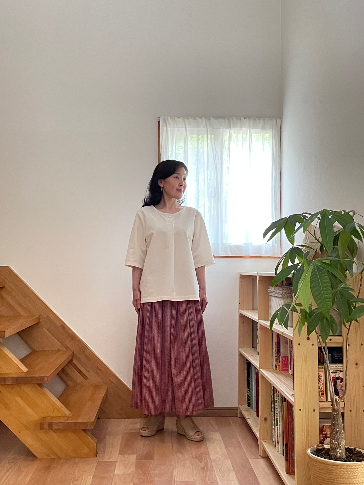 会津木綿 ワンボタンブラウス 【オーダーをいただいてからの製作】 | 風里