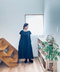 会津木綿 ラウンドカラーワンピース【オーダーをいただいてからの製作