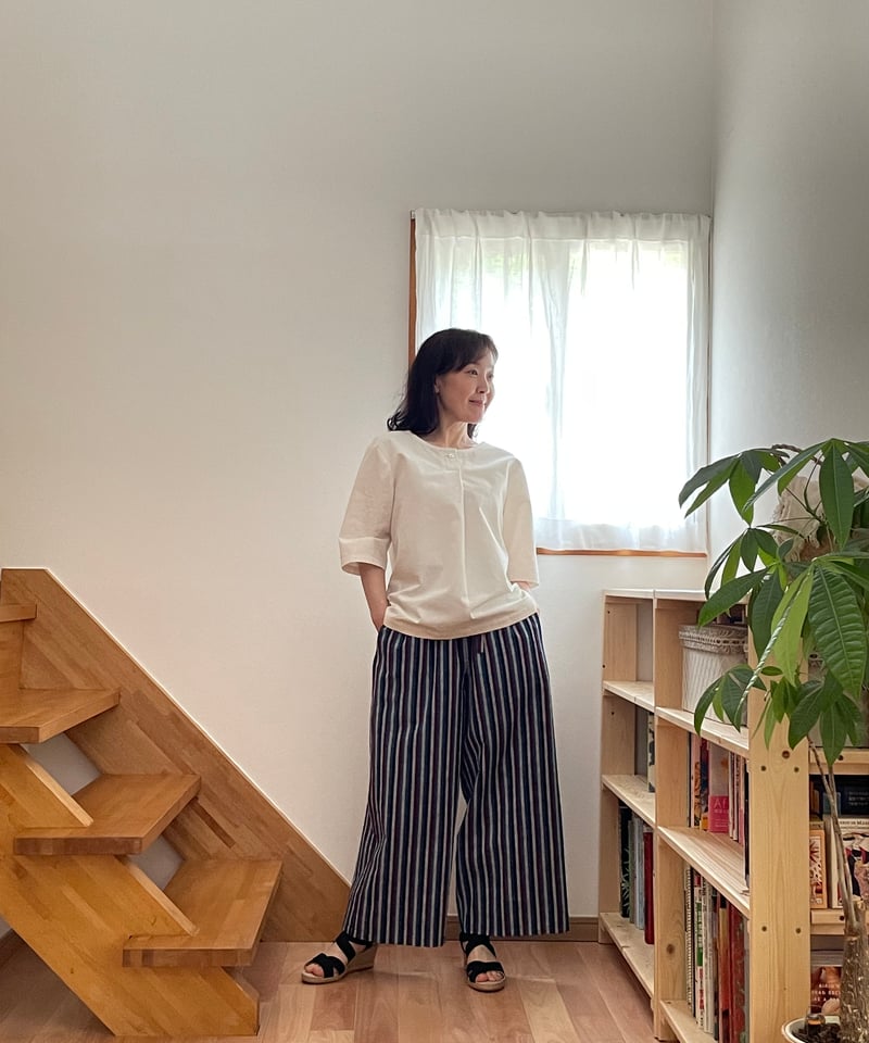 会津木綿 ワンボタンブラウス 【オーダーをいただいてからの製作】 | 風里