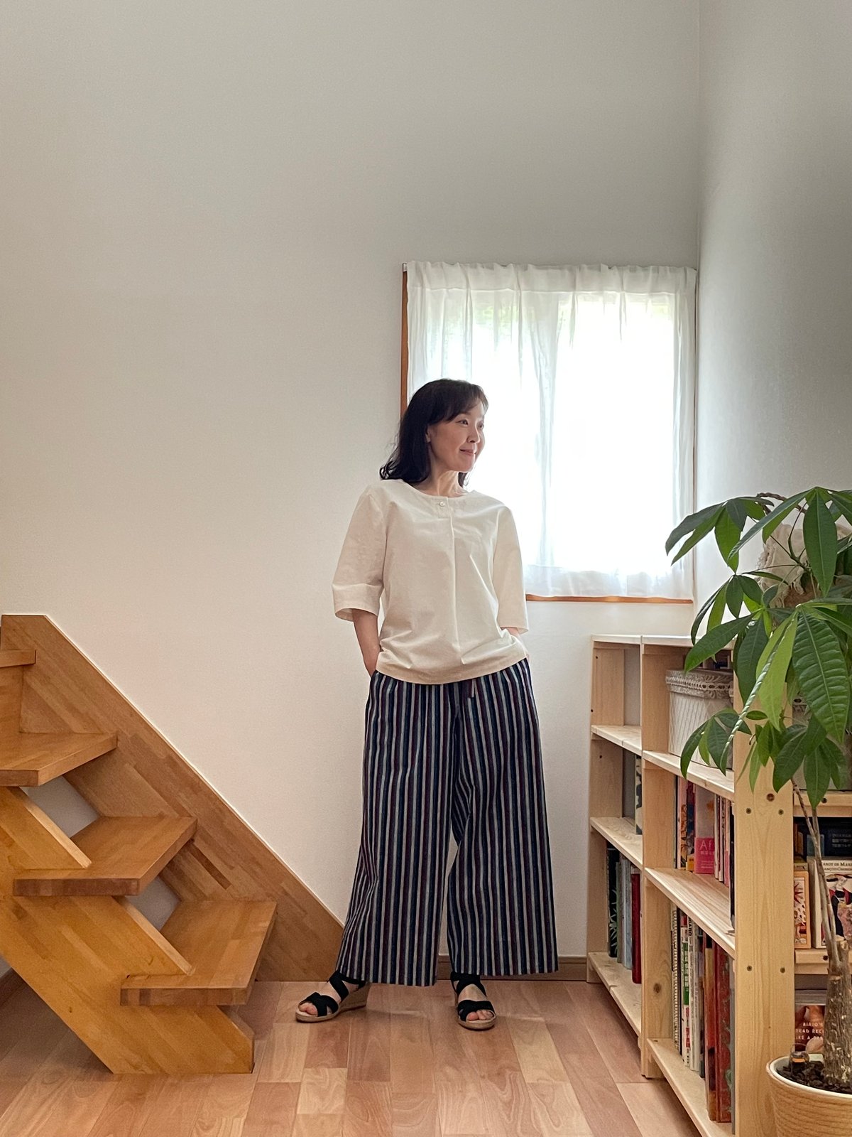 会津木綿 ワンボタンブラウス 【オーダーをいただいてからの製作】 | 風里