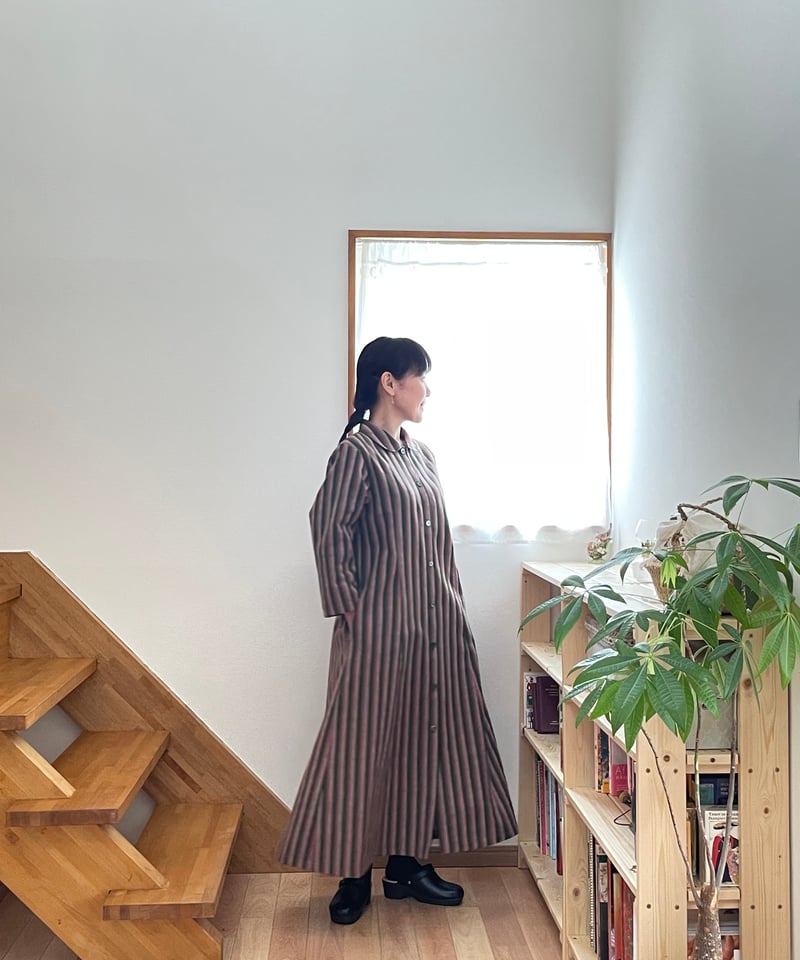 会津木綿 プリンセスラインラウンドカラーワンピース 【オーダーを