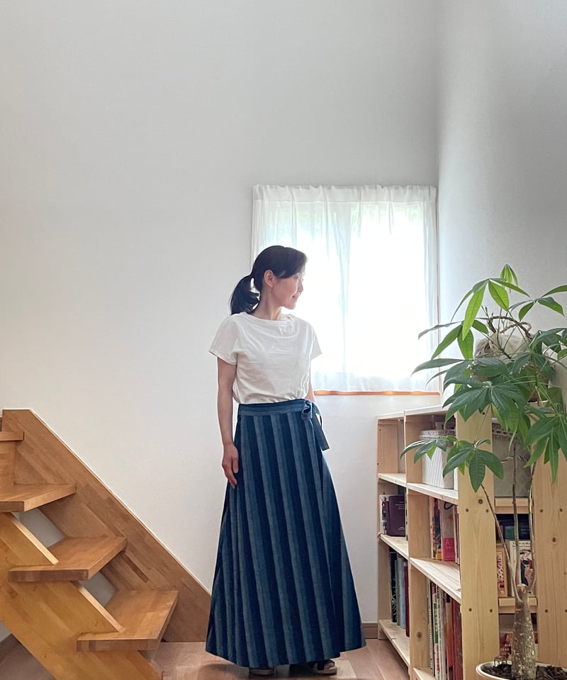 会津木綿 ロングラップスカート 【オーダーをいただいてからの製作