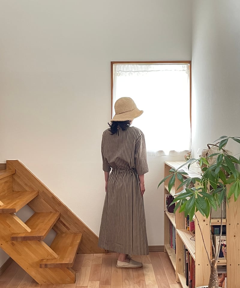 会津木綿 Aラインウエストリボンワンピース 【オーダーを