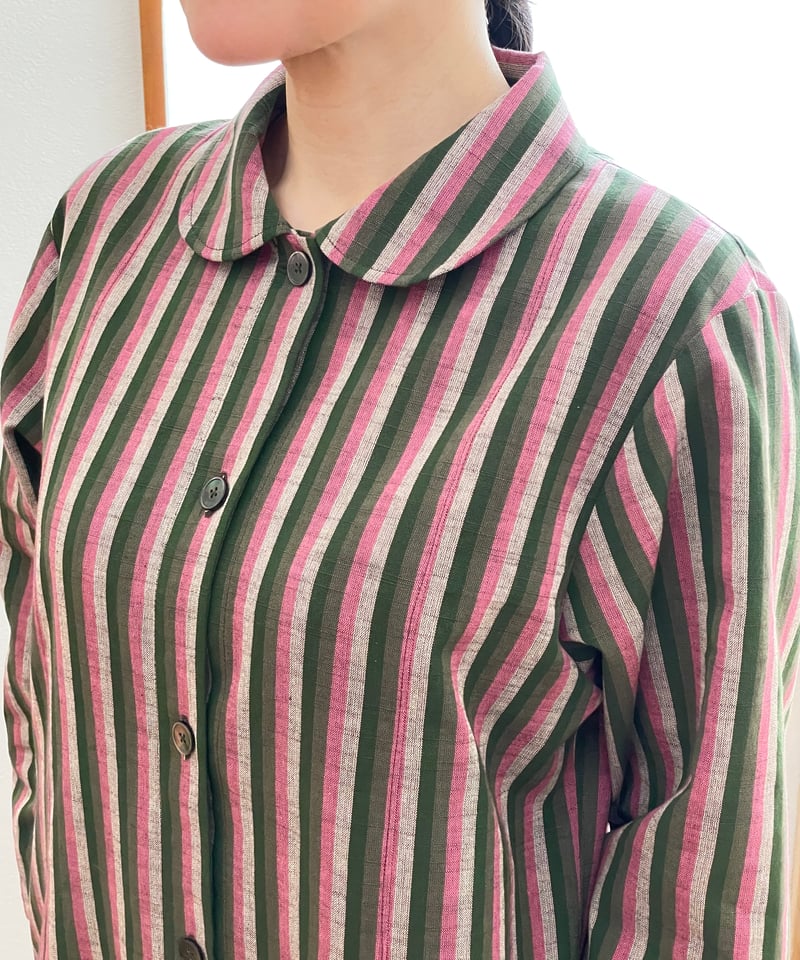 会津木綿 プリンセスラインラウンドカラーワンピース 【オーダーを