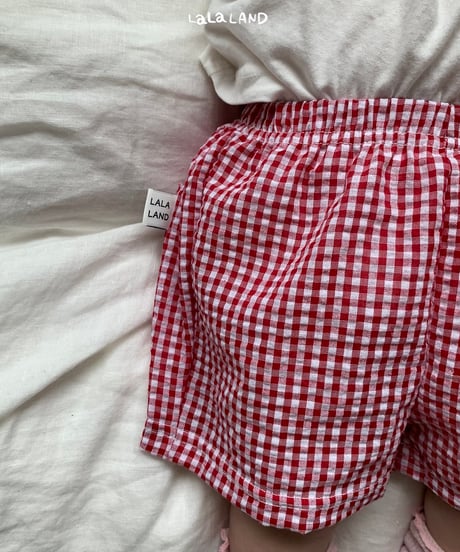 【lalaland】bebe Check tijimi pants