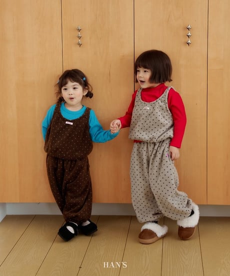 【hans】Polka Dot Fleece Pants