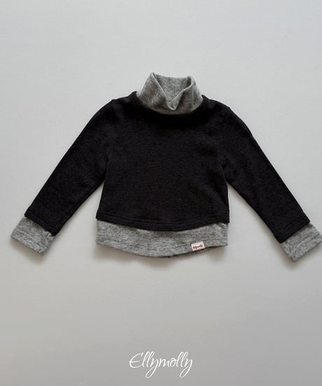 【ellymolly】Brush Color Block Turtleneck Tee