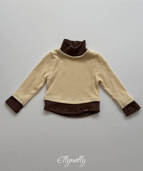 【ellymolly】Brush Color Block Turtleneck Tee