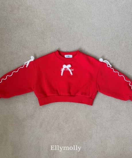【ellymolly】Double Bow Cropped Sweatshirt
