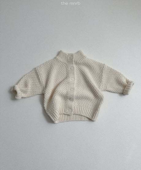【minirobe】Waffle High-Neck Cardigan