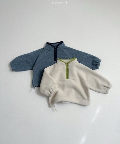 【minirobe】Two-tone fleece half zip