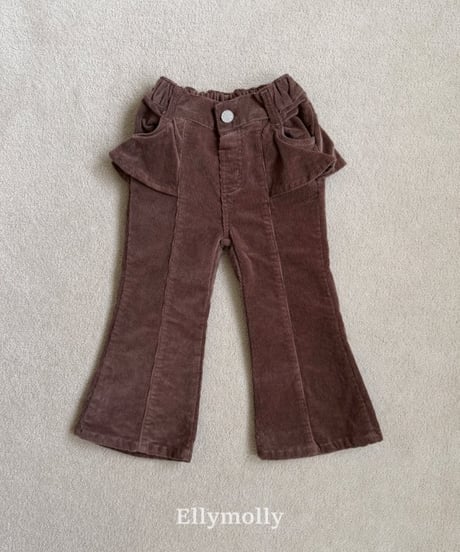 【ellymolly】Selly Peach Frill Bootcut Pants