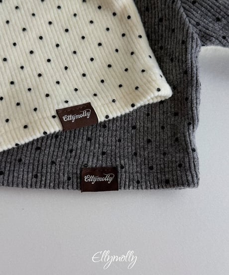 【ellymolly】Dot Fleece Mock Neck Tee