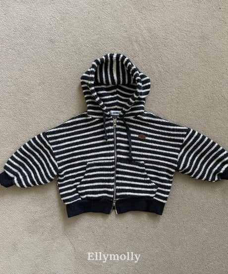 【ellymolly】Woolly Stripe Hooded Jacket