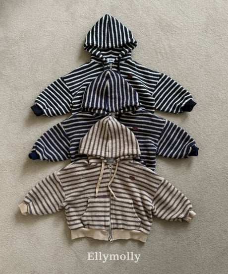 【ellymolly】Woolly Stripe Hooded Jacket