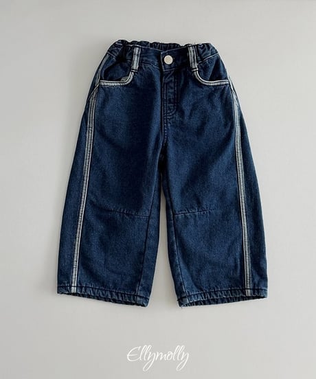 【ellymolly】Linework Fleece Denim Pants