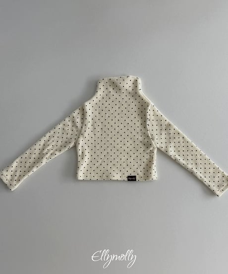 【ellymolly】Dot Fleece Mock Neck Tee