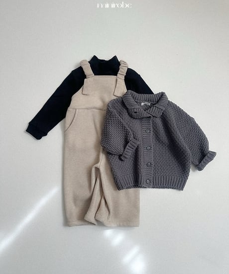 【minirobe】Waffle High-Neck Cardigan