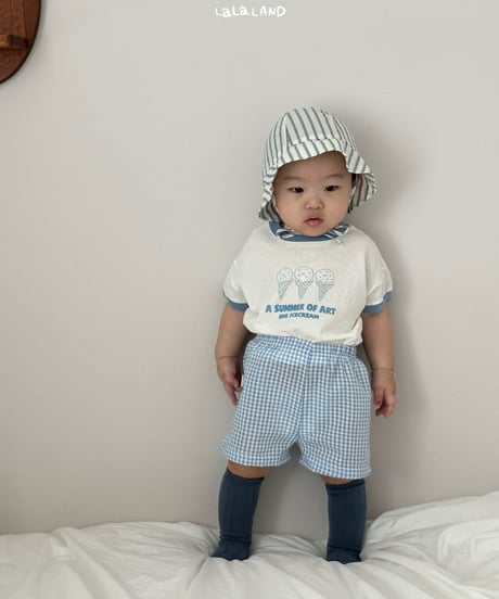 【lalaland】bebe Check tijimi pants