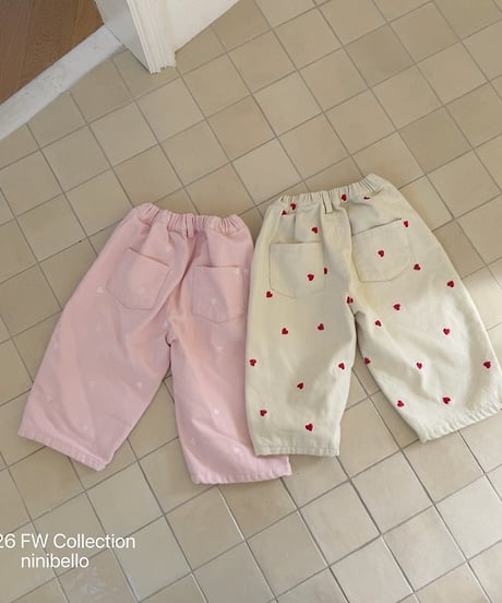 【ninibello】Milk Heart Embroidered Pants