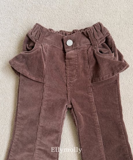 【ellymolly】Selly Peach Frill Bootcut Pants