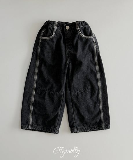 【ellymolly】Linework Fleece Denim Pants
