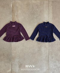 【hans】Stripe Frill Turtleneck Tee