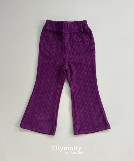 【ellymolly】Heart Pocket Bootcut Pants