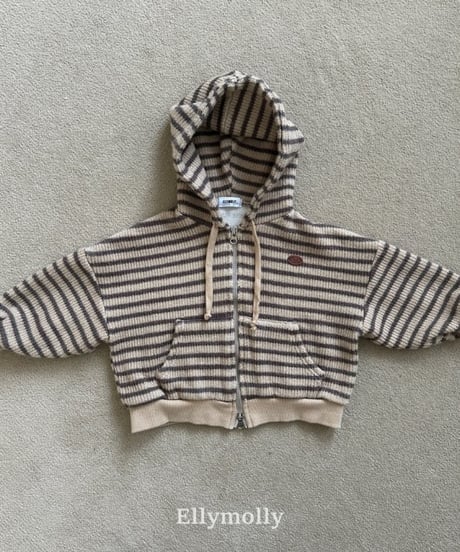 【ellymolly】Woolly Stripe Hooded Jacket