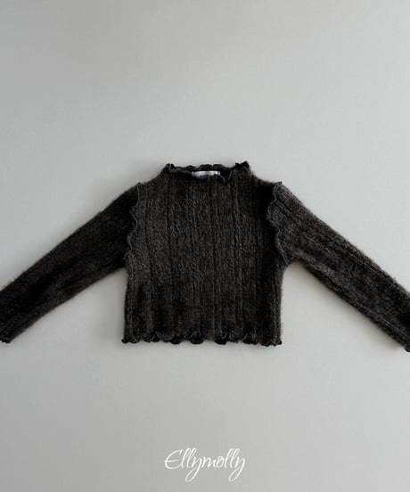 【ellymolly】Meringue Lettuce Edge Knit Tee
