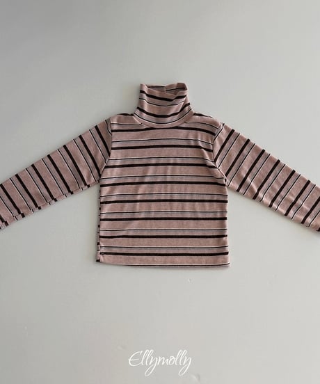 【ellymolly】Snow Warmer Turtleneck Tee - stripe