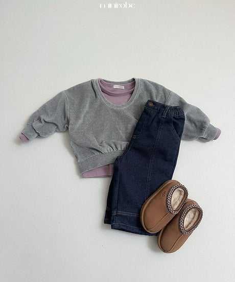【minirobe】Non-fade panel denim pants