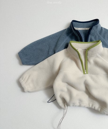 【minirobe】Two-tone fleece half zip