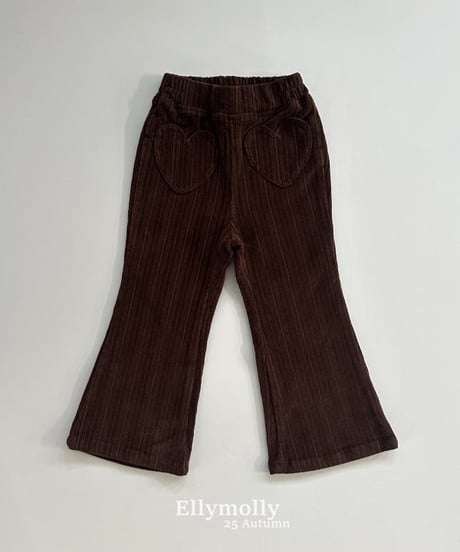 【ellymolly】Heart Pocket Bootcut Pants