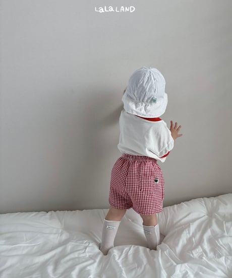 【lalaland】bebe Check tijimi pants