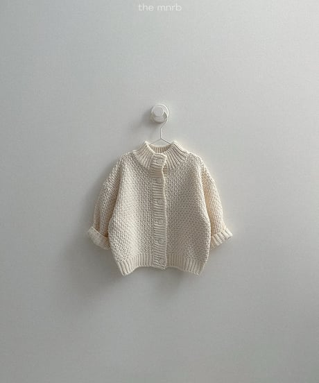 【minirobe】Waffle High-Neck Cardigan