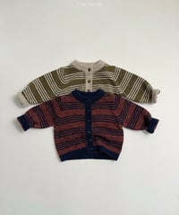 【minirobe】Four Line Knit Cardigan