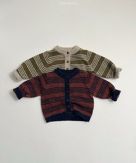 【minirobe】Four Line Knit Cardigan