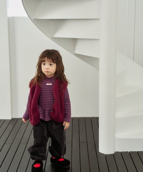 【hans】Stripe Frill Turtleneck Tee