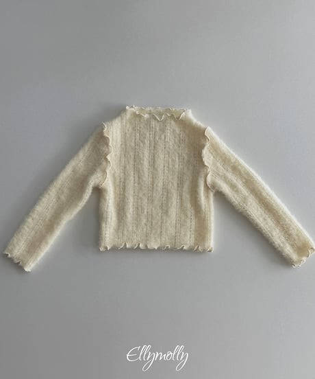 【ellymolly】Meringue Lettuce Edge Knit Tee