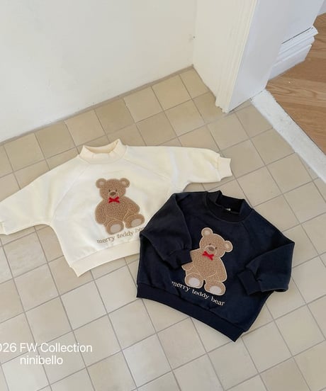 【ninibello】Teddy Bear Raglan Sweatshirt
