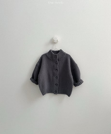 【minirobe】Waffle High-Neck Cardigan