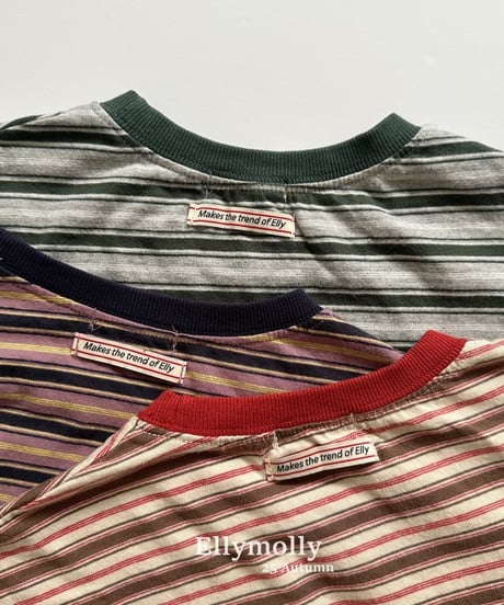 【ellymolly】Pintuck Striped T-Shirt