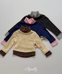 【ellymolly】Brush Color Block Turtleneck Tee