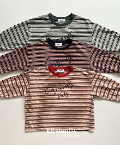 【ellymolly】Pintuck Striped T-Shirt