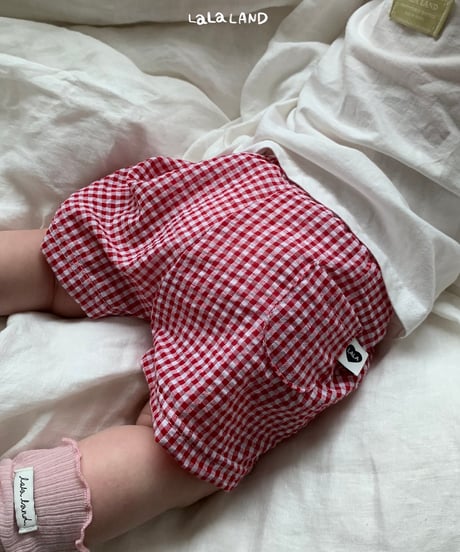 【lalaland】bebe Check tijimi pants